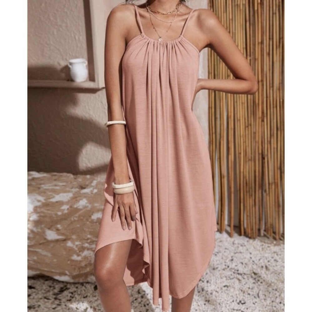 Boho tie back cami dress- Dusty Pink - Picture 1 of 16